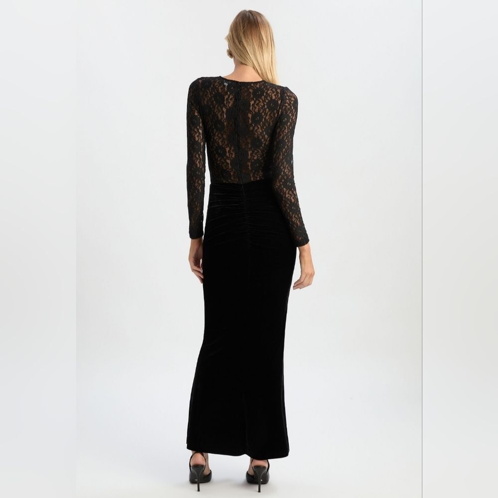 Bardot helenie velour lace maxi dress in‎ black - Picture 5 of 15